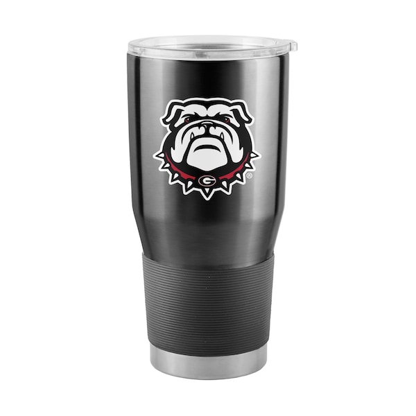 Logo Brands Georgia 30oz Bulldog on Black Gameday Stainless Steel Tumbler 142-S30T-1B - main